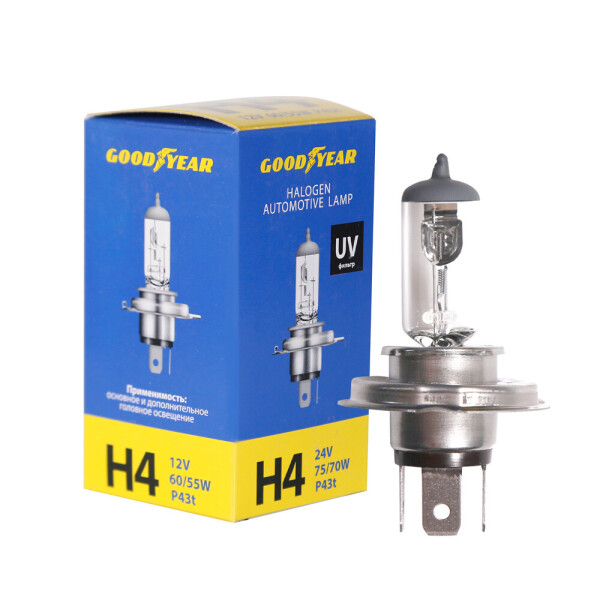 

Лампа автомобильная галогенная Goodyear H4 12V 60/55W P43t