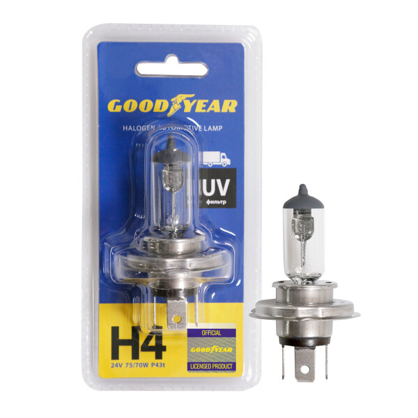 

Лампа автомобильная галогенная Goodyear H4 24V 75/70W P43t (блистер)