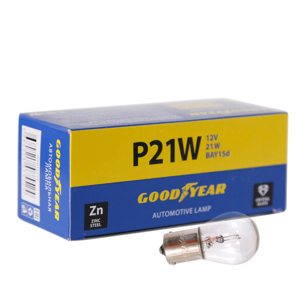 

Лампа накаливания автомобильная Goodyear P21W 12V 21W BA15s (коробка: 10 шт.)