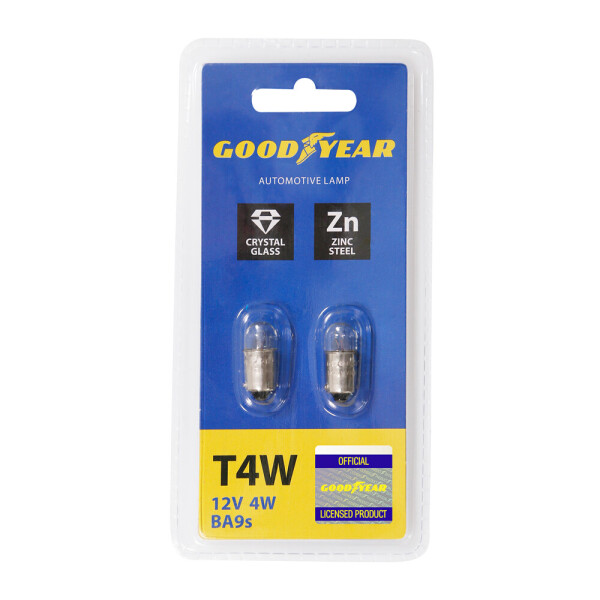 

Лампа накаливания автомобильная Goodyear T4W 12V 4W BA9s (блистер: 2 шт.)