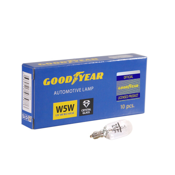 

Лампа накаливания автомобильная Goodyear W5W 12V 5W W2.1x9.5d (коробка: 10 шт.)