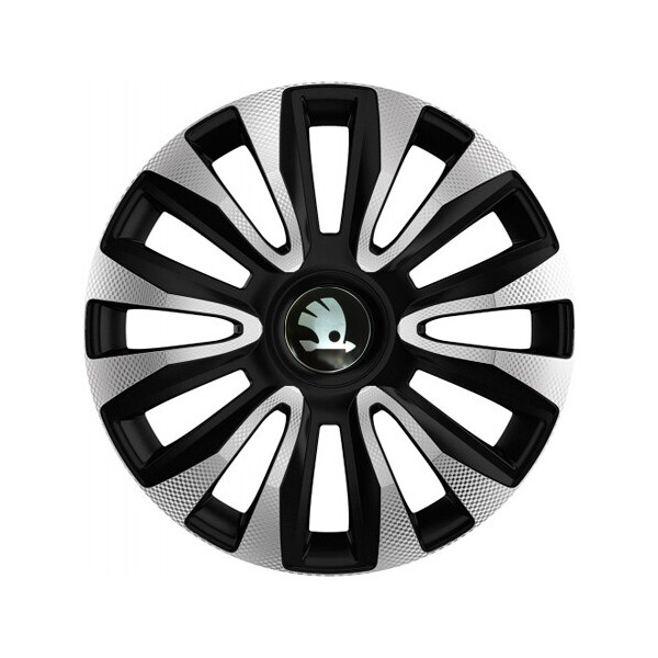 

Автомобильные колпаки 4 Racing Avalon Carbon Silver-Black R13 4 шт (с логотипом Skoda)