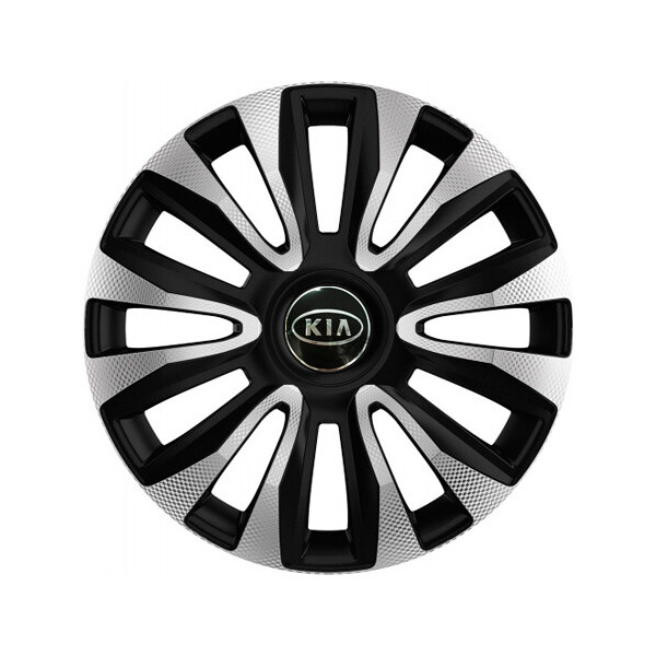 

Автомобильные колпаки 4 Racing Avalon Carbon Silver-Black R14 4 шт (с логотипом Kia)