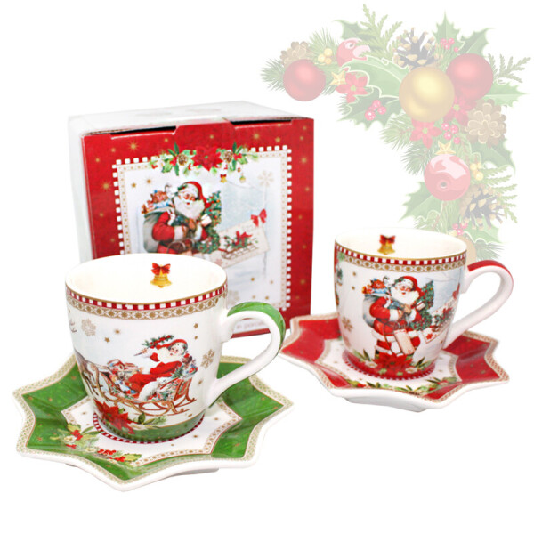 

Набор 2 кружки с блюдцами Christmas Time Sabefet SS33079