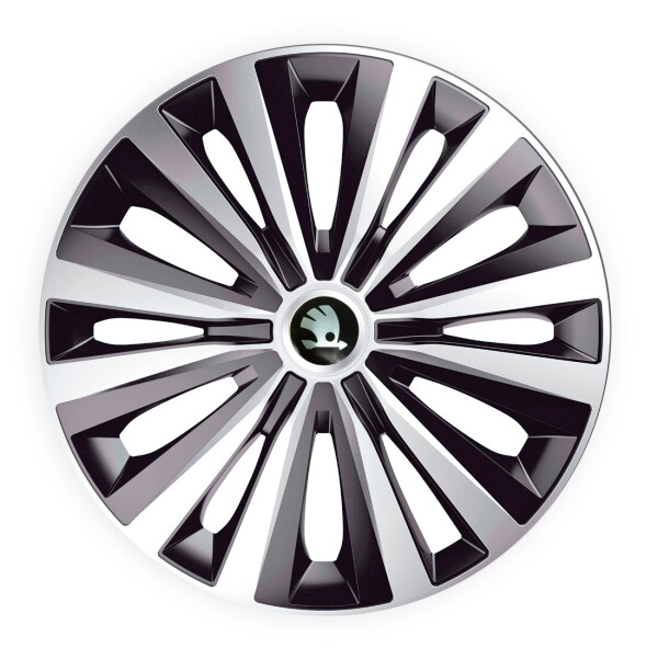 

Автомобильные колпаки J-Tec Multi Silver-Black R15 4 шт (с логотипом Skoda)