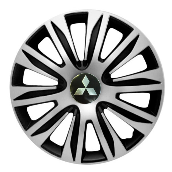 

Автомобильные колпаки 4 Racing Nardo Silver-Black R13 4 шт. (с логотипом Mitsubishi)
