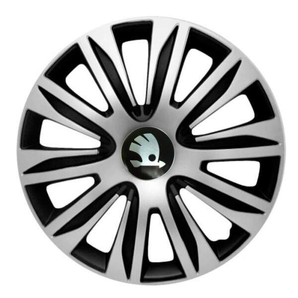 

Автомобильные колпаки 4 Racing Nardo Silver-Black R13 4 шт. (с логотипом Skoda)