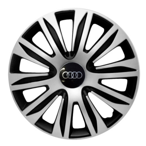 

Автомобильные колпаки 4 Racing Nardo Silver-Black R14 4 шт. (с логотипом Audi)