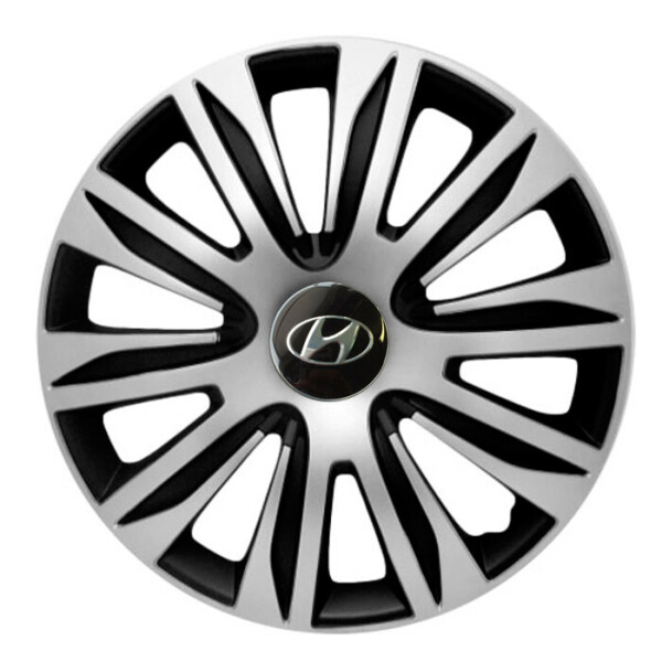 

Автомобильные колпаки 4 Racing Nardo Silver-Black R14 4 шт. (с логотипом Hyundai)