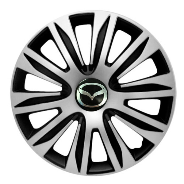 

Автомобильные колпаки 4 Racing Nardo Silver-Black R14 4 шт. (с логотипом Mazda)