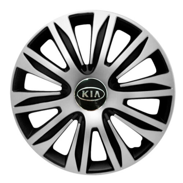 

Автомобильные колпаки 4 Racing Nardo Silver-Black R16 4 шт. (с логотипом Kia)