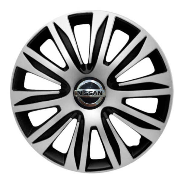 

Автомобильные колпаки 4 Racing Nardo Silver-Black R16 4 шт. (с логотипом Nissan)