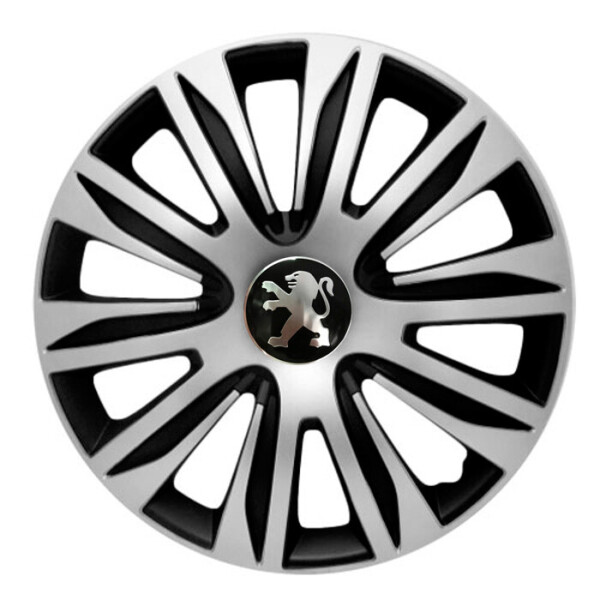 

Автомобильные колпаки 4 Racing Nardo Silver-Black R16 4 шт. (с логотипом Peugeot)