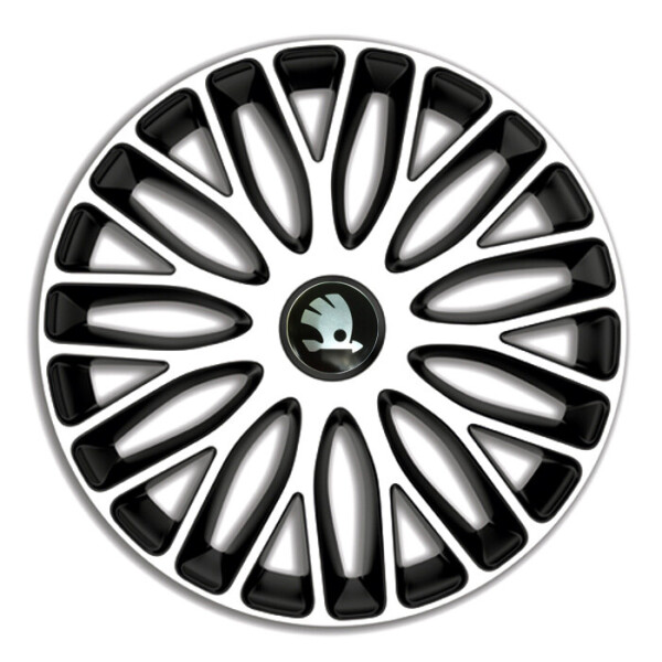 

Автомобильные колпаки 4 Racing Mugello White-Black R13 4 шт. (с логотипом Skoda)