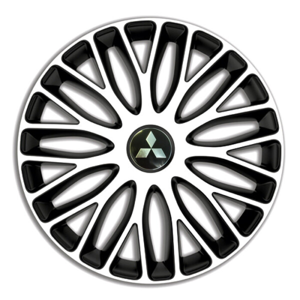 

Автомобильные колпаки 4 Racing Mugello White-Black R15 4 шт. (с логотипом Mitsubishi)