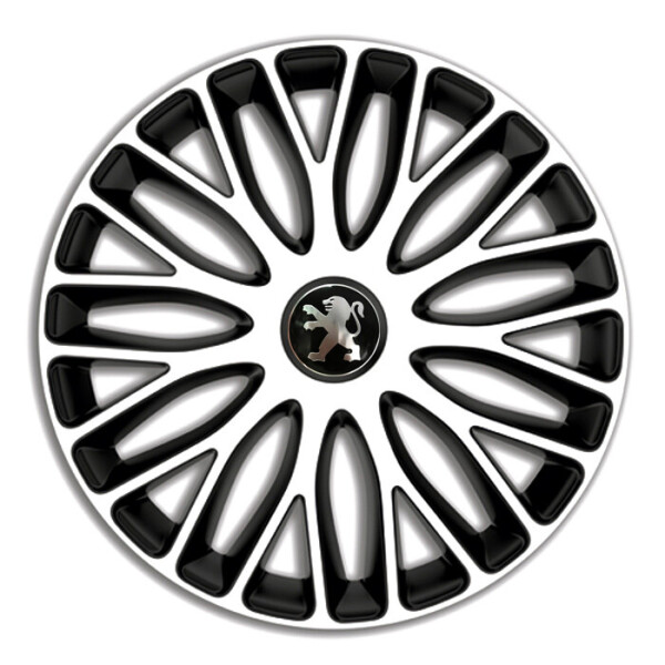 

Автомобильные колпаки 4 Racing Mugello White-Black R16 4 шт. (с логотипом Peugeot)