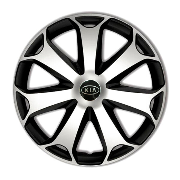 

Автомобильные колпаки 4 Racing Mega Silver-Black R13 4 шт. (с логотипом Kia)