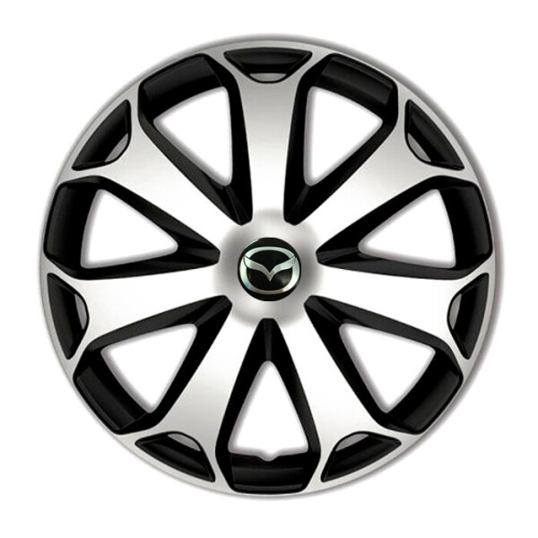 

Автомобильные колпаки 4 Racing Mega Silver-Black R13 4 шт. (с логотипом Mazda)
