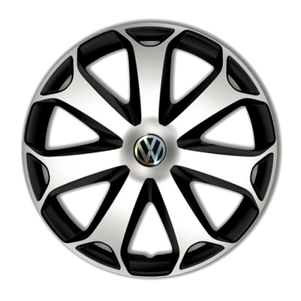 

Автомобильные колпаки 4 Racing Mega Silver-Black R13 4 шт. (с логотипом Volkswagen)