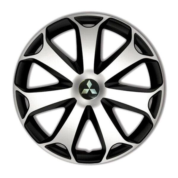 

Автомобильные колпаки 4 Racing Mega Silver-Black R14 4 шт. (с логотипом Mitsubishi)