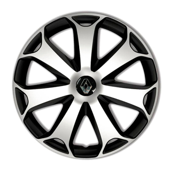 

Автомобильные колпаки 4 Racing Mega Silver-Black R14 4 шт. (с логотипом Renault)