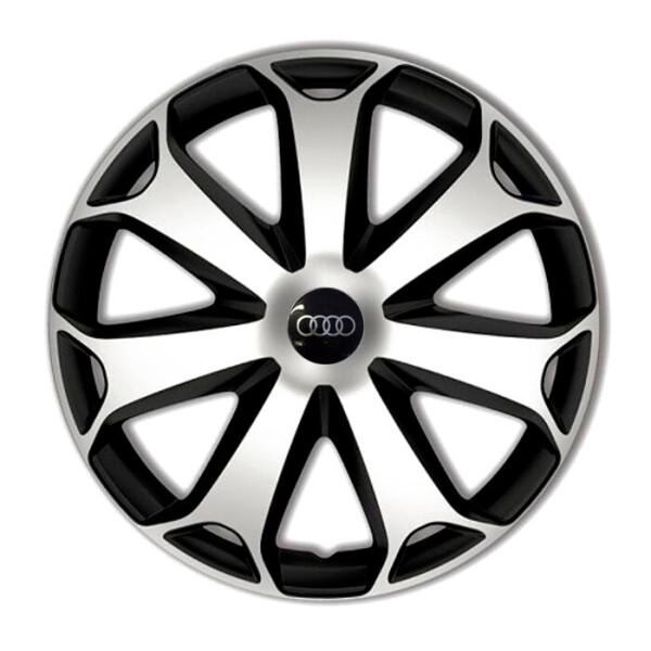 

Автомобильные колпаки 4 Racing Mega Silver-Black R15 4 шт. (с логотипом Audi)
