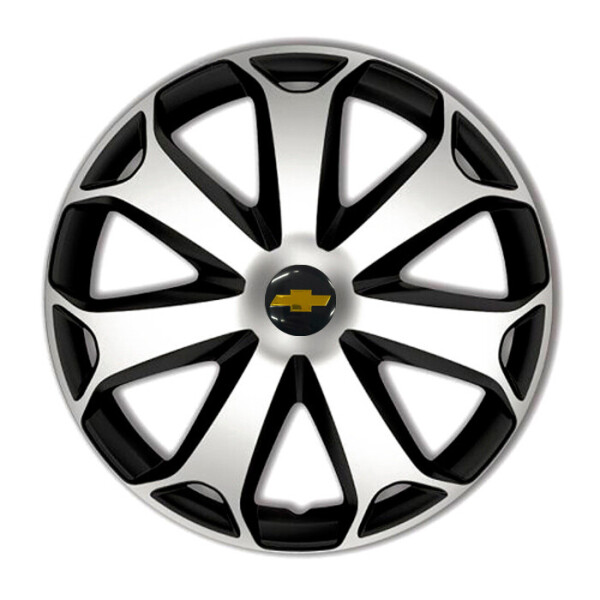 

Автомобильные колпаки 4 Racing Mega Silver-Black R15 4 шт. (с логотипом Chevrolet)