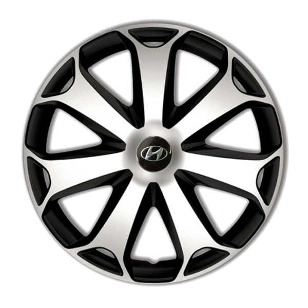 

Автомобильные колпаки 4 Racing Mega Silver-Black R15 4 шт. (с логотипом Hyundai)
