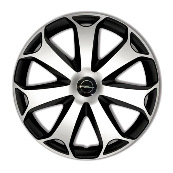 

Автомобильные колпаки 4 Racing Mega Silver-Black R15 4 шт. (с логотипом Opel)