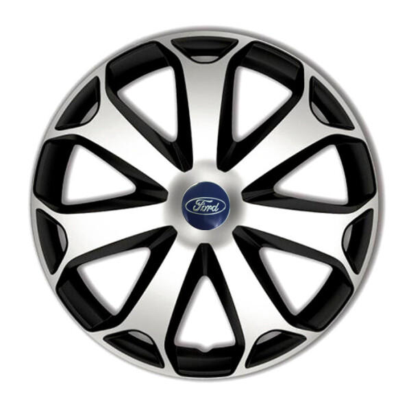 

Автомобильные колпаки 4 Racing Mega Silver-Black R16 4 шт. (с логотипом Ford)