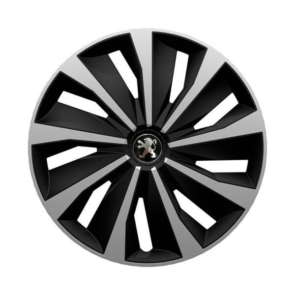 

Автомобильные колпаки 4 Racing Grip Silver-Black R14 4 шт. (с логотипом Peugeot)