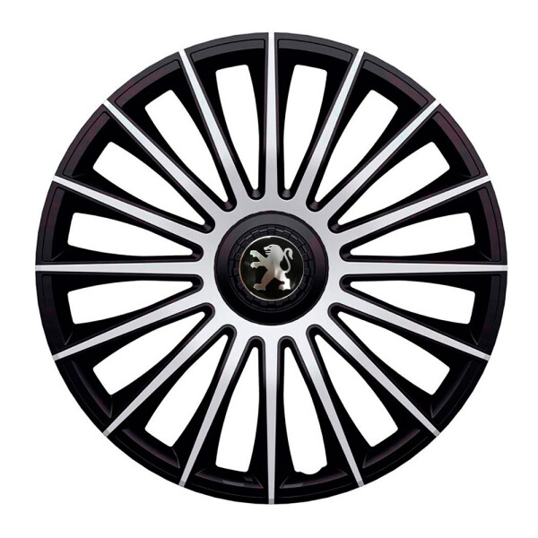 

Автомобильные колпаки J-Tec Austin Silver-Black R15 4 шт. (с логотипом Peugeot)