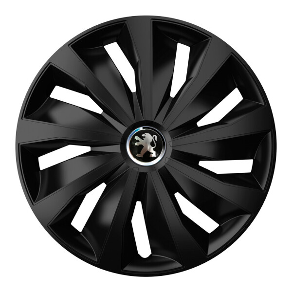 

Автомобильные колпаки 4 Racing Grip Pro Black R13 4 шт. (с логотипом Peugeot)