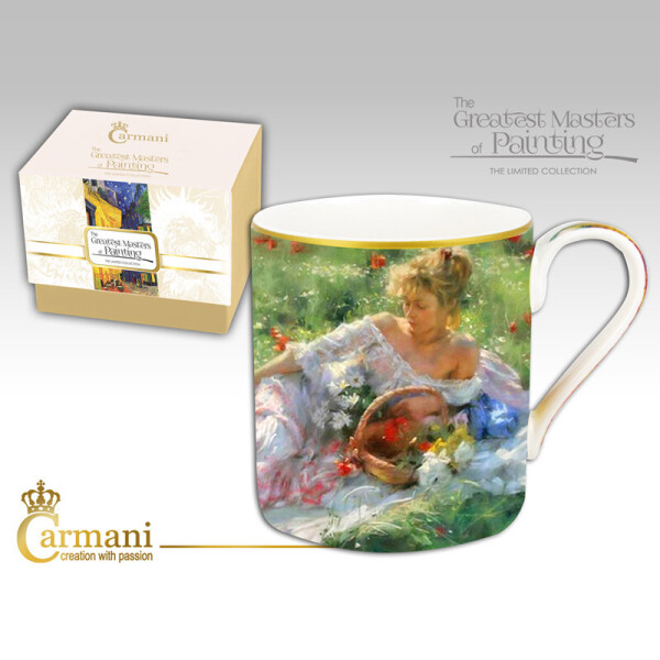 

Кружка фарфоровая Девушка с корзиной цветов Carmani 045-0132