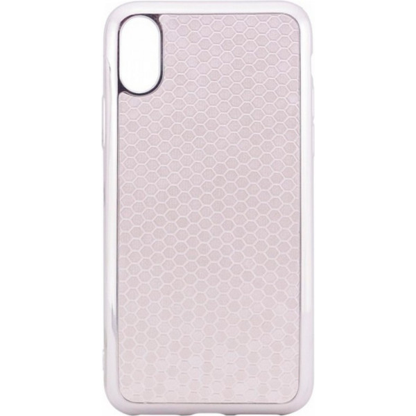 

фактурный силиконовый с глянцевой окантовкой для Apple iPhone X (5.8") (Серебряный) (294473)