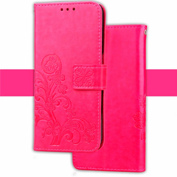 

кожаный (книжка) Four-leaf Clover с визитницей для Samsung A520 Galaxy A5 (2017) (Розовый) (391466)