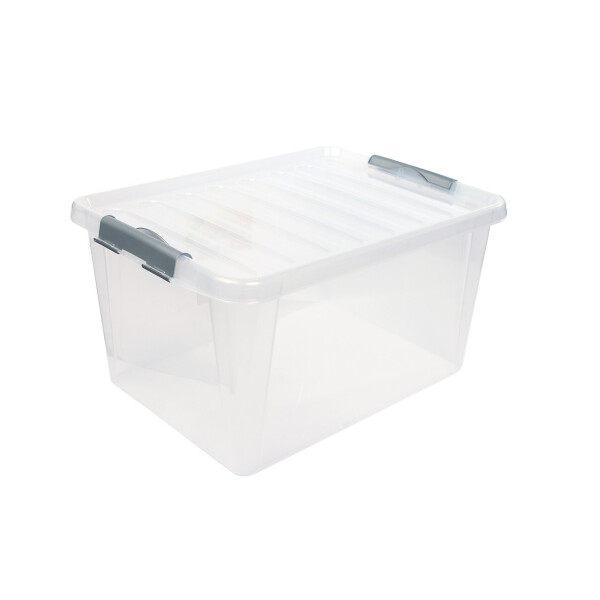 

Контейнер пластиковый для хранения 31л с клипсами ClipBOX light Heidrun Италия, 48х35 h25 см (арт. 605_прозорий)