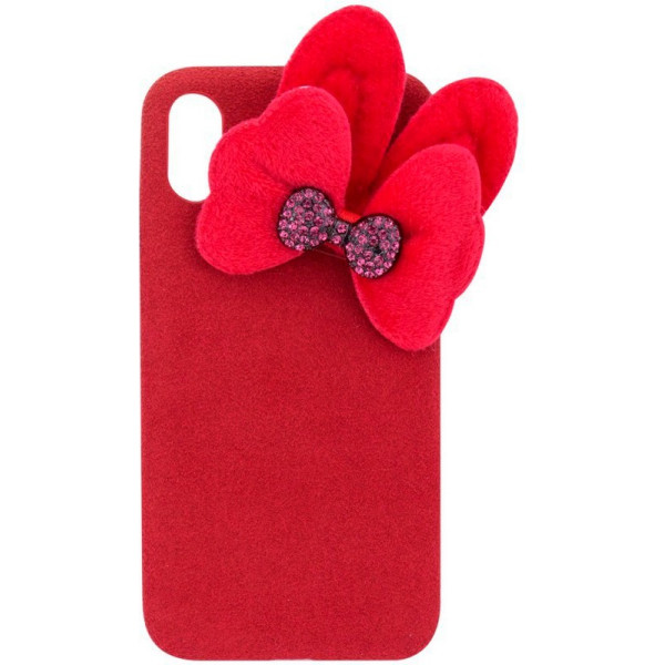 

Накладка замшевая с бантом и стразами для Apple iPhone X (5.8") (красный) (464841)