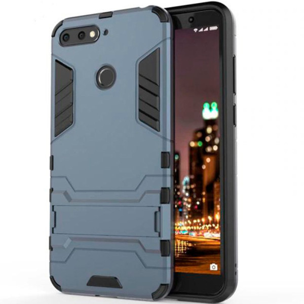 

-подставка ударопрочный Transformer для Huawei Honor 7A Pro / Y6 Prime 2018 с защитой корпуса (Металл / Gun Metal) (664457)
