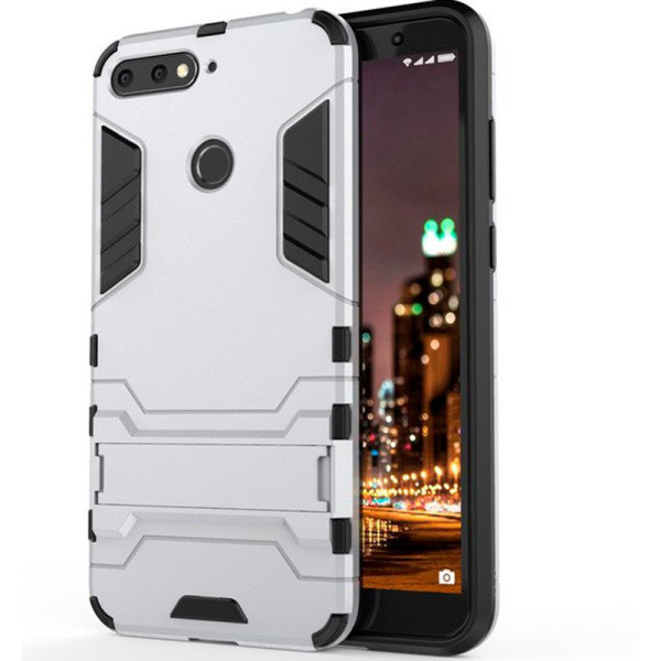 

-подставка ударопрочный Transformer для Huawei Honor 7A Pro / Y6 Prime 2018 с защитой корпуса (Серебряный / Satin Silver) (664458)