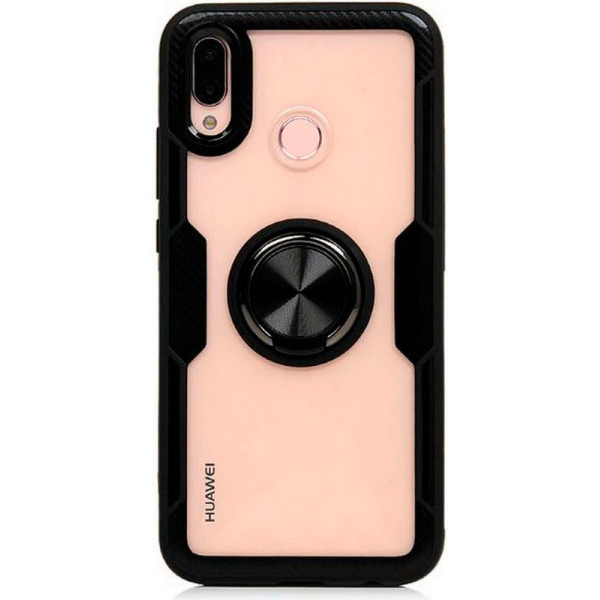 

TPU+PC Deen CrystalRing с креплением под магнитный держатель для Huawei P20 Lite (бесцветный / черный) (681777)