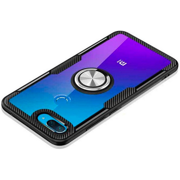 

TPU+PC Deen CrystalRing с креплением под магнитный держатель для Xiaomi Mi 8 Lite / (Mi 8X) (бесцветный / черный) (681791)