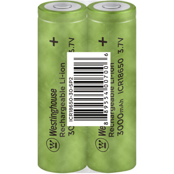 

Аккумулятор литий-ионный Westinghouse Li-ion ICR 18650 3,7V, 3000mAh, 2шт/уп shrink (889554007006)
