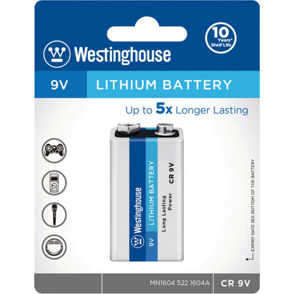 

Литиевая батарейка (Крона) Westinghouse Lithium CR9V 1шт/уп blister (889554005712)