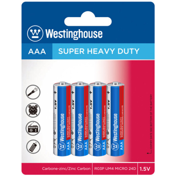 

Солевая батарейка Westinghouse Super Heavy Duty AAА/R03 4шт/уп shrink (889554000823)