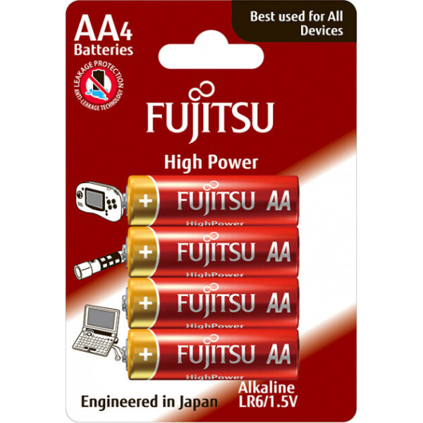 

Щелочная батарейка FUJITSU Alkaline High Power АА/LR6 4шт/уп blister (4976680844509)