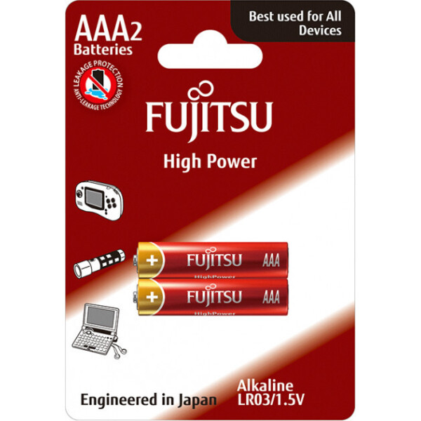 

Щелочная батарейка FUJITSU Alkaline High Power ААA/LR03 2шт/уп blister (4976680850005)