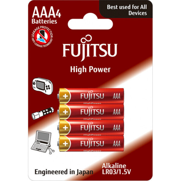 

Щелочная батарейка FUJITSU Alkaline High Power ААA/LR03 4шт/уп blister (4976680850500)
