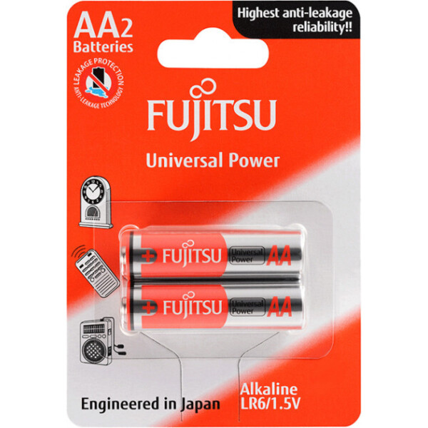 

Щелочная батарейка FUJITSU Alkaline Universal Power АА/LR6 2шт/уп blister (4976680862404)