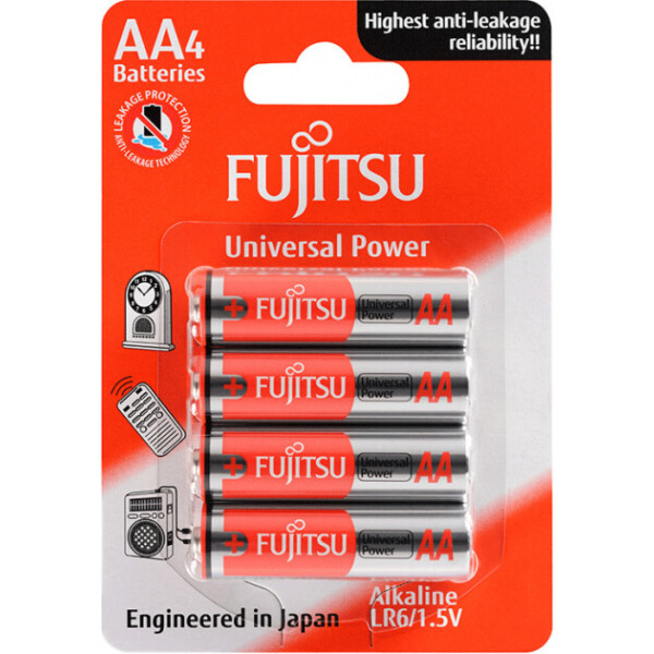 

Щелочная батарейка FUJITSU Alkaline Universal Power АА/LR6 4шт/уп blister (4976680863005)